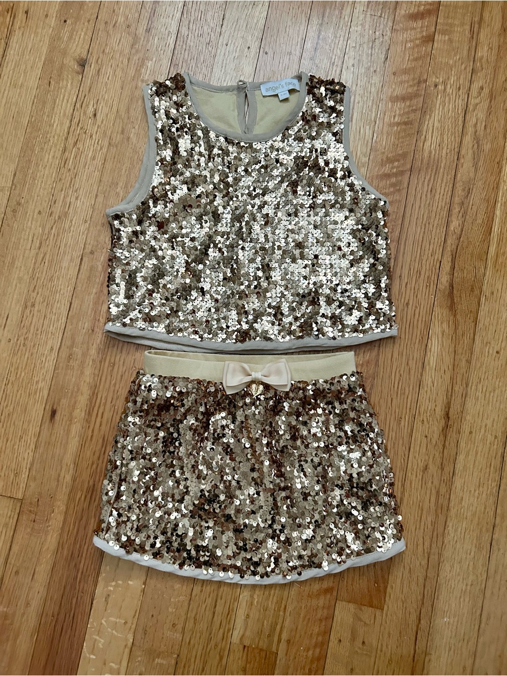Girls Gold Sequin Two-Piece Set